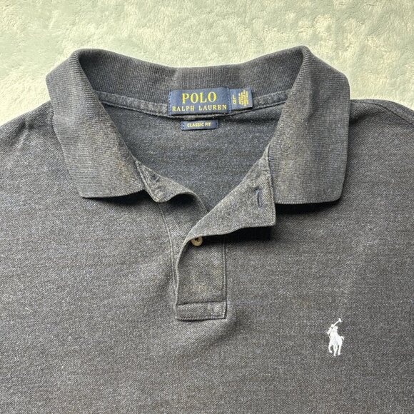 Polo Ralph Lauren Men's Size Large Polo Shirt Classic Fit Navy Blue w/ Logo - Picture 3 of 10